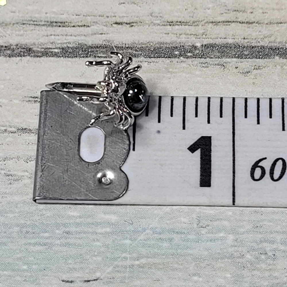 Silver Spider Tie Tack Pin.